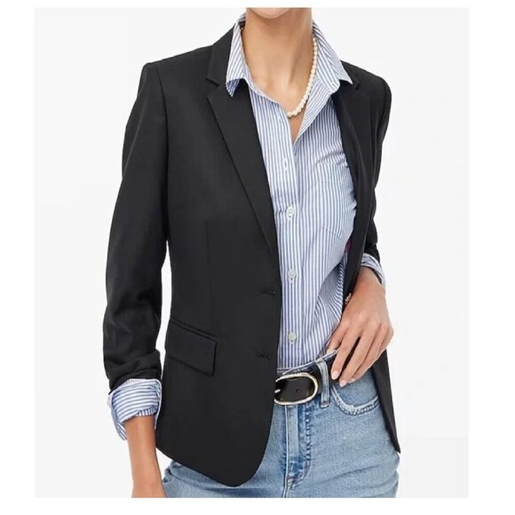 NWT J. Crew 100% Wool Original Schoolboy Blazer Black Capsule Wardrobe Size 14